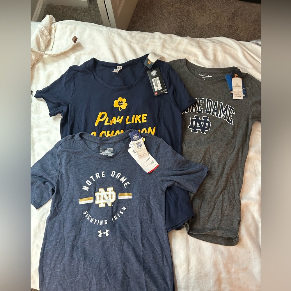 Women’s Notre Dame Sports Tees 3 Pack (Under Armor/ Champion brand new w/tags)